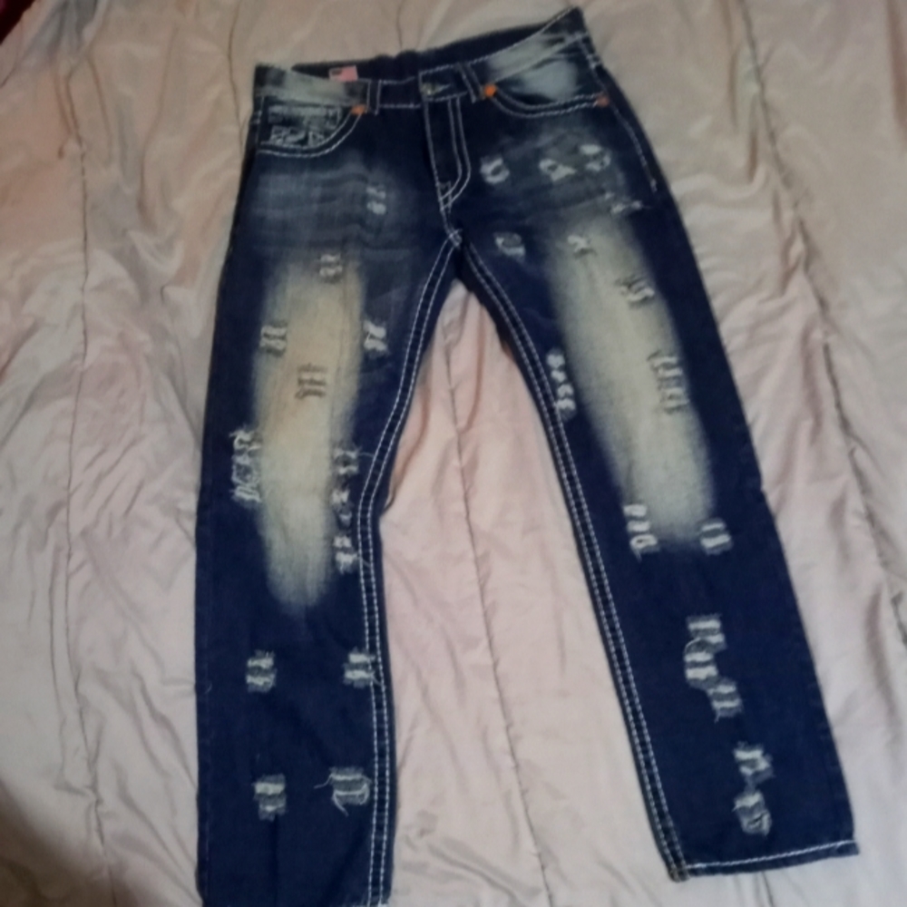 Mens sz 36 true religion world tour distressed